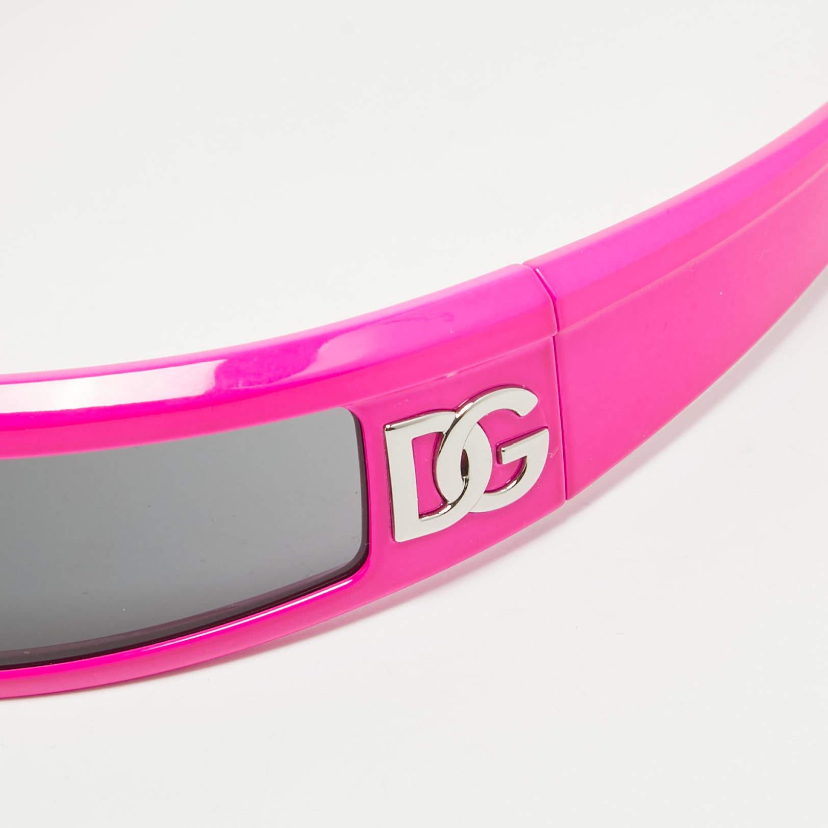 Dolce & Gabbana Pink/Black DG 6181 Shield Sunglasses In New Condition For Sale In Dubai, Al Qouz 2