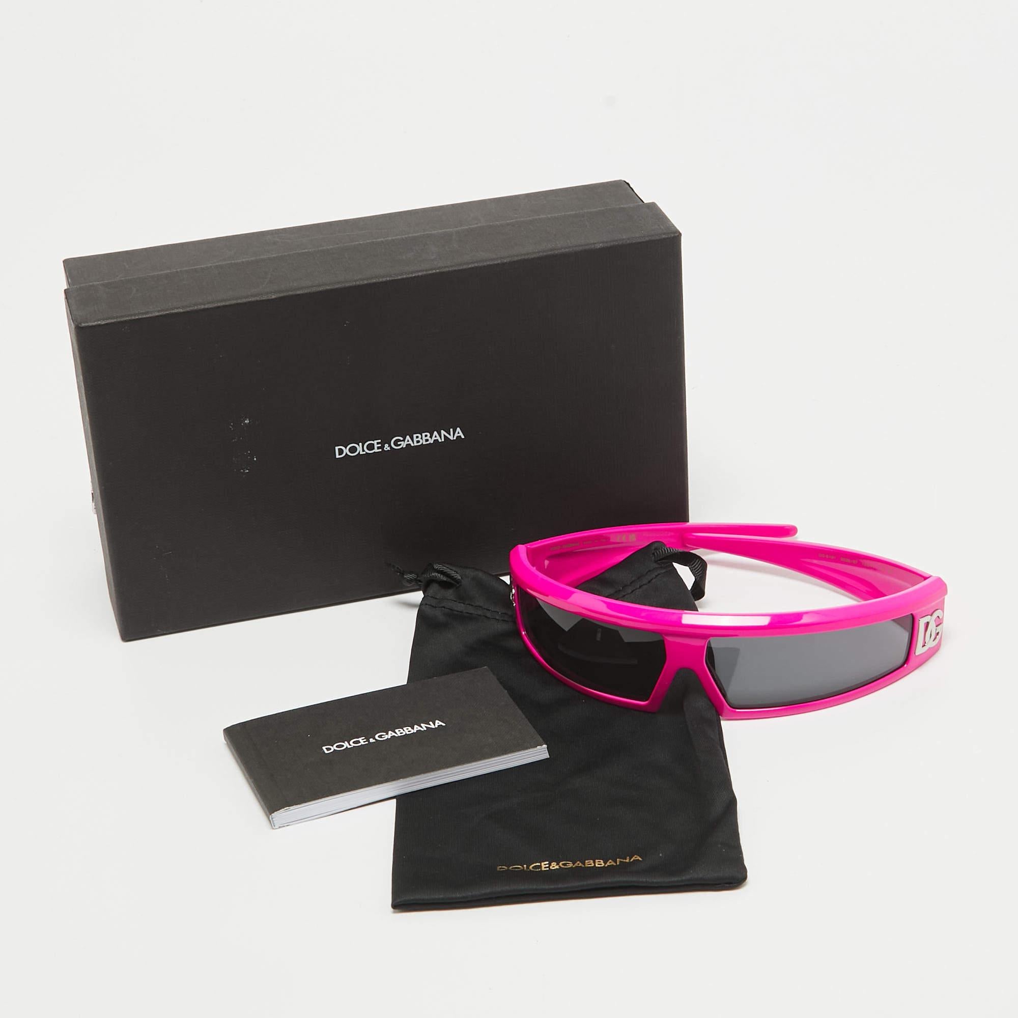 Women's Dolce & Gabbana Pink/Black DG 6181 Shield Sunglasses For Sale