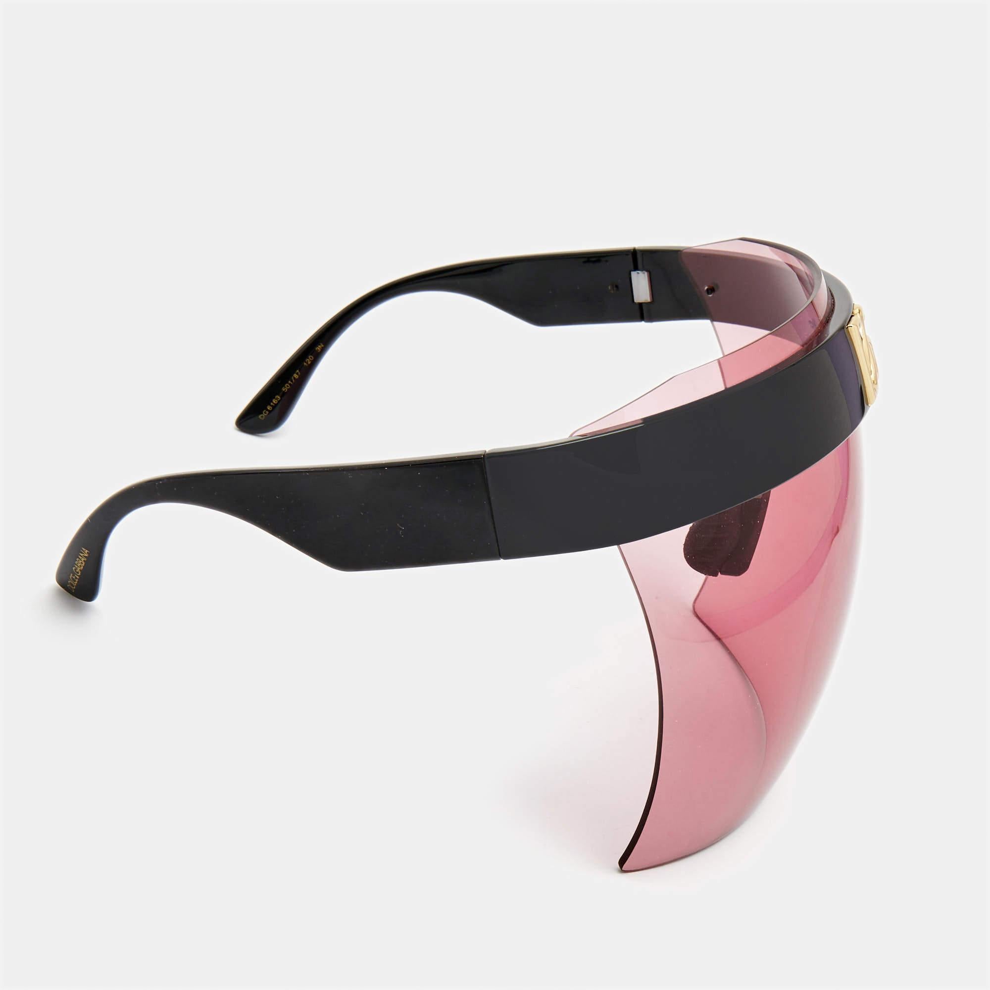 Dolce & Gabbana Rosa/Schwarze DG6163 Schild-Sonnenbrille Damen im Angebot