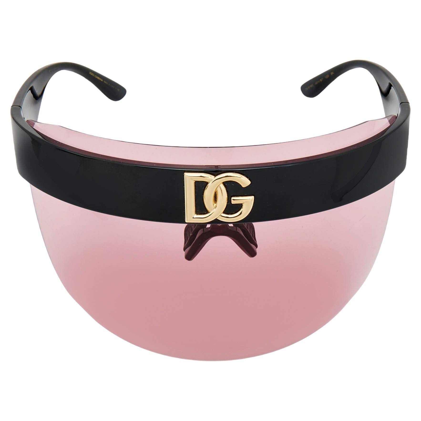 Dolce & Gabbana Rosa/Schwarze DG6163 Schild-Sonnenbrille im Angebot