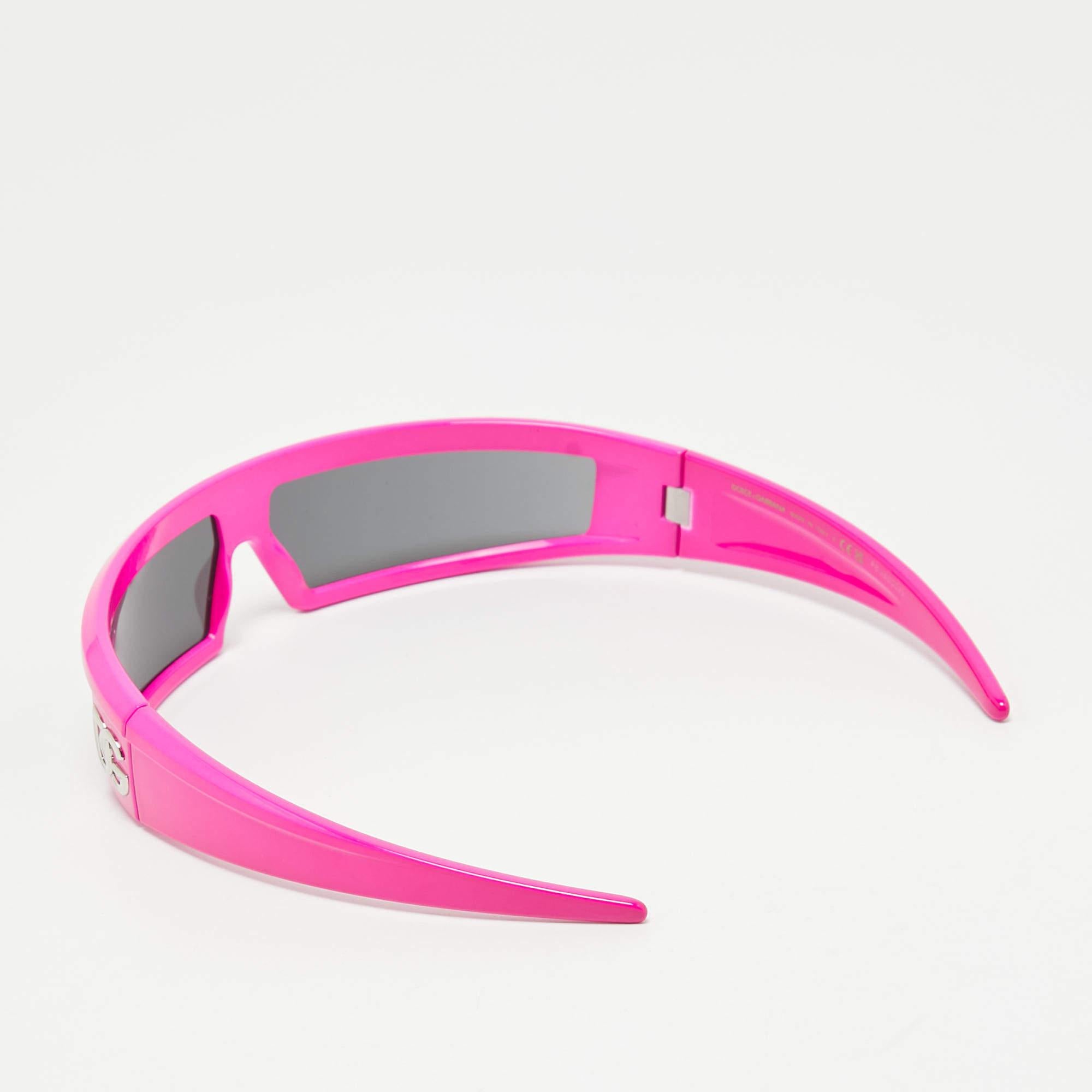 Purple Dolce & Gabbana Pink/Black DG6181 Shield Sunglasses For Sale