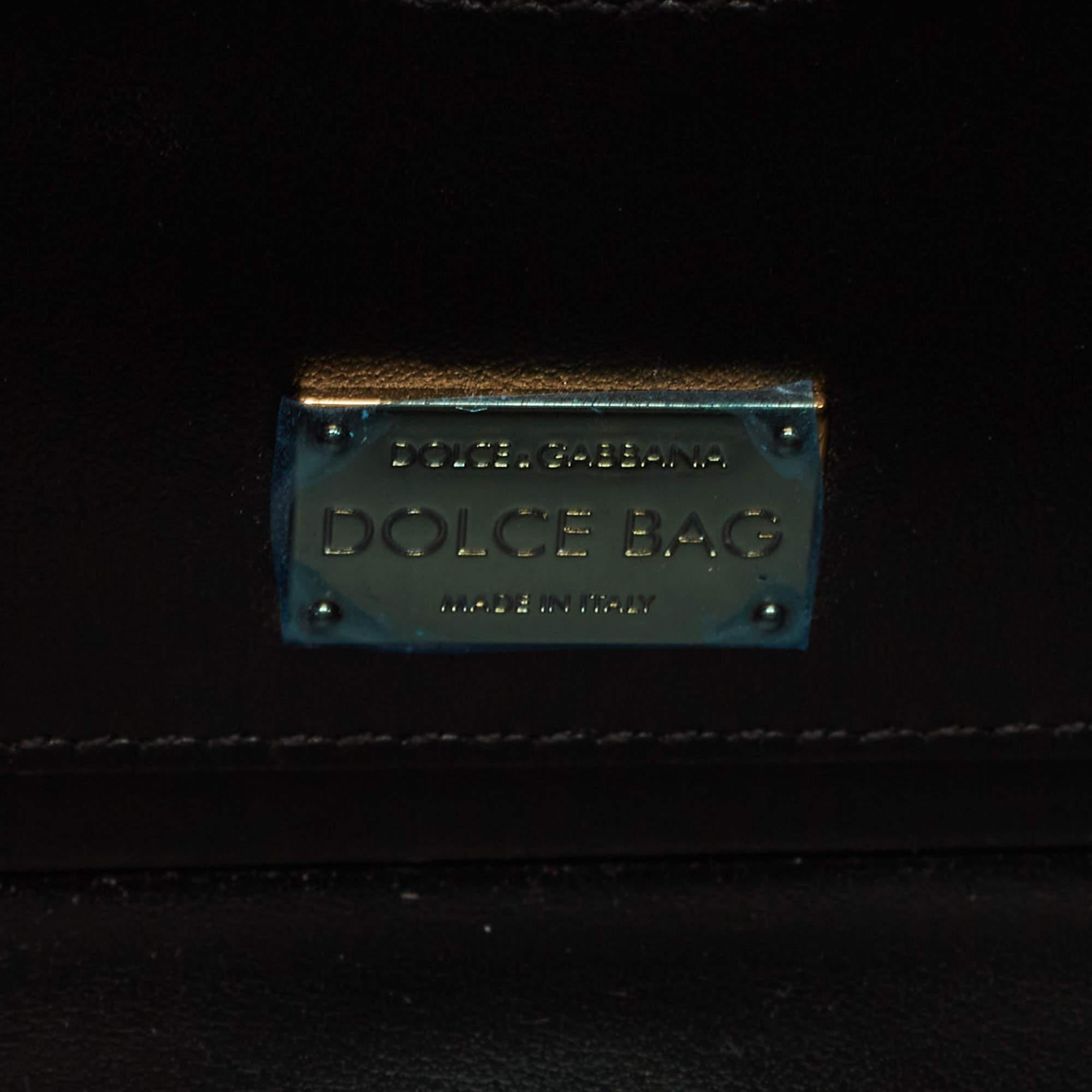 Dolce & Gabbana Pink/Black Embellished Leather Box L' Amore Top Handle Bag For Sale 8