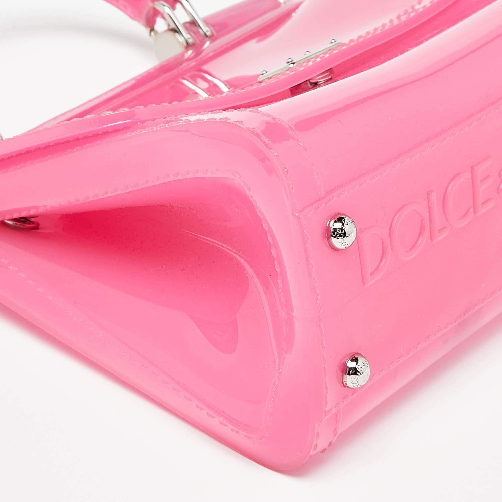Dolce & Gabbana Rosa/schwarzes Jelly Miss Sicily Top Handle Bag Damen im Angebot