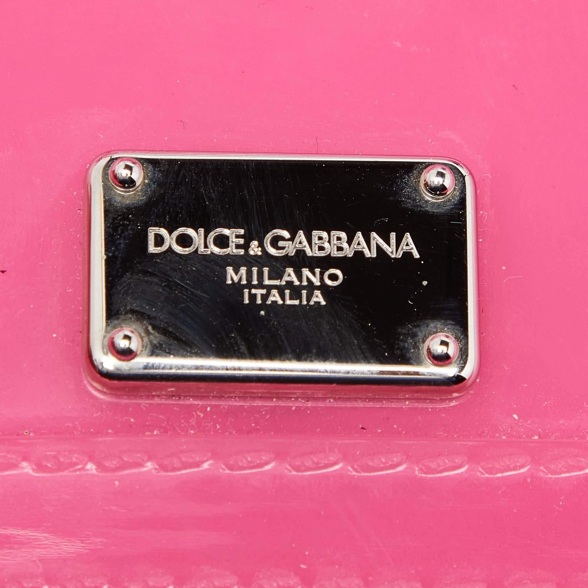 Dolce & Gabbana Rosa/schwarzes Jelly Miss Sicily Top Handle Bag im Angebot 5