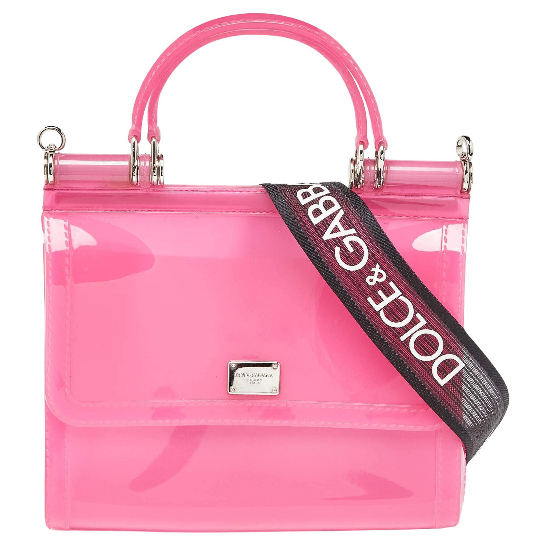 Dolce & Gabbana Rosa/schwarzes Jelly Miss Sicily Top Handle Bag im Angebot