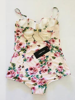 Dolce & Gabbana Pink Blush Rose One-piece Swimsuit Swimwear Beachwear Bikini