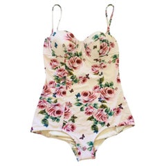 Dolce & Gabbana Rosa Blush Rose Einteiliger Badeanzug Bademode Strandbekleidung Bikini