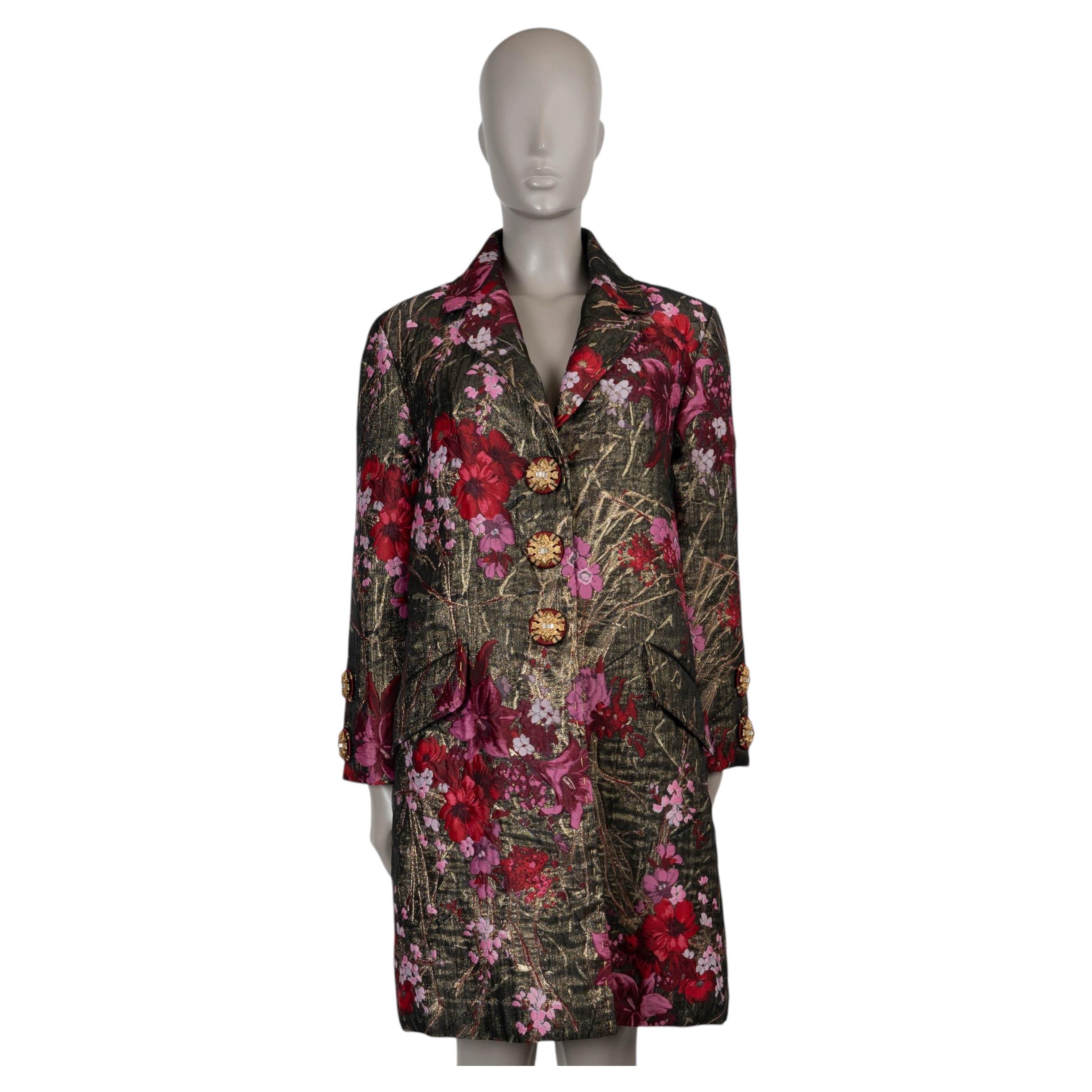 DOLCE & GABBANA pink brown 2017 FLORAL BROCADE Coat Jacket 38 XS