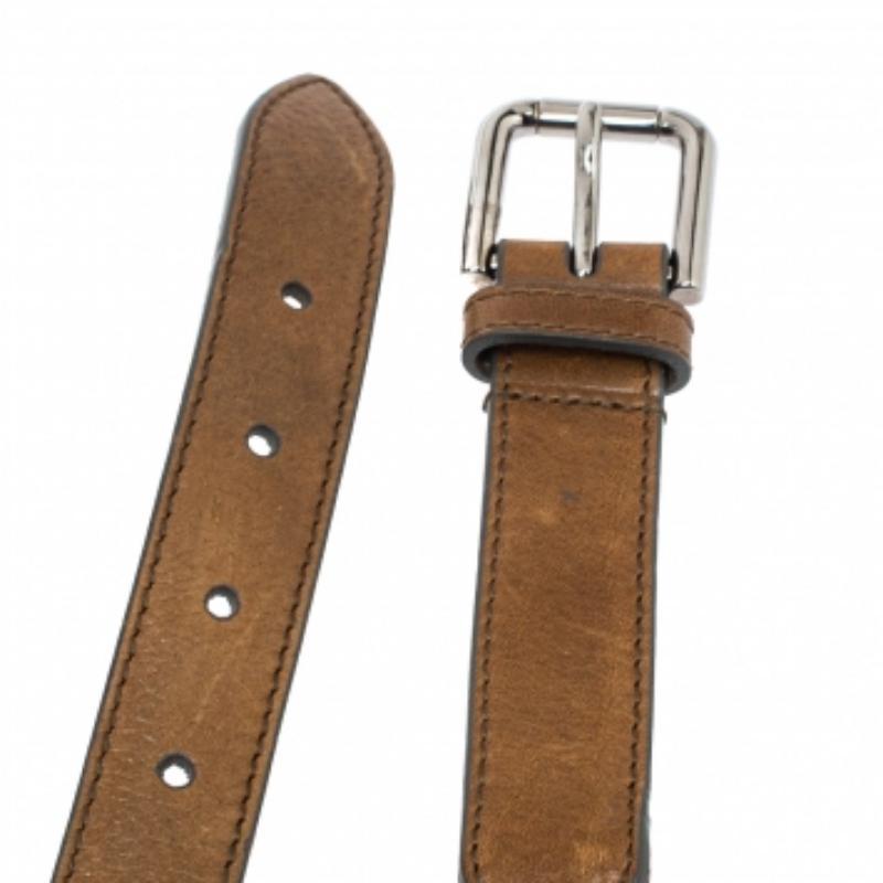 Women's Dolce & Gabbana Pink/Brown Canvas and Leather Belt 115 CM For Sale