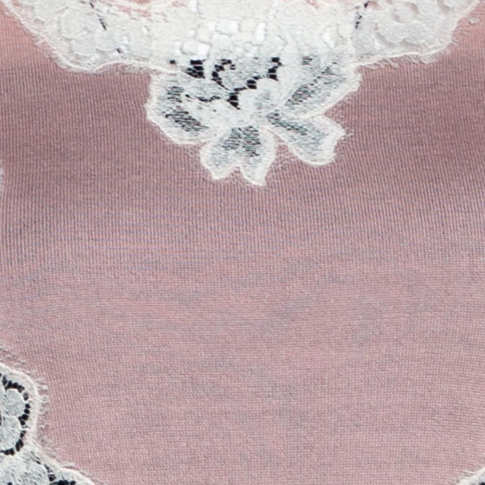 Beige Dolce & Gabbana Pink Chantilly Lace Crew Neck Sweater IT 46