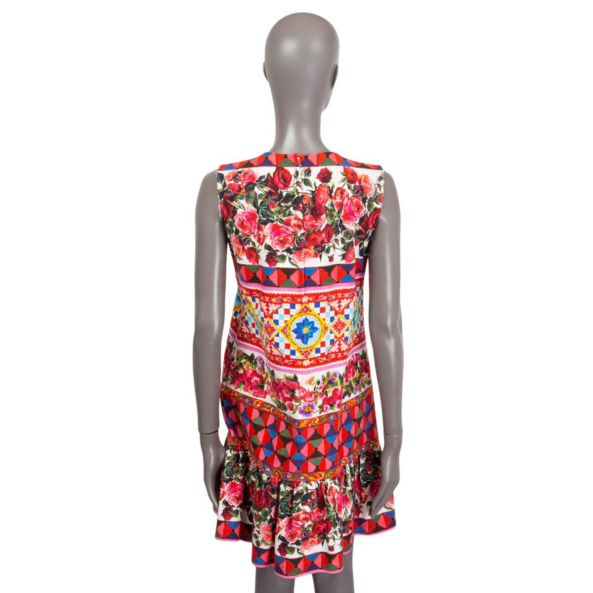 DOLCE & GABBANA rosa Baumwolle 2017 MAMBO PRINT FLOUNCE Kleid 42 M Damen im Angebot
