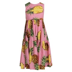 Dolce & Gabbana Pink Cotton Pineapple Midi Sheath Dress Mid-length Multicolor