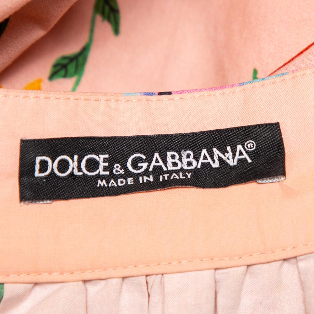 Women's Dolce & Gabbana Pink Crayon Printed Cotton Pleated Mini Skirt XS