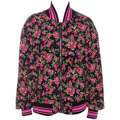 Dolce & Gabbana Pink Crepe Floral Print Oversized Bomber Jacket M
