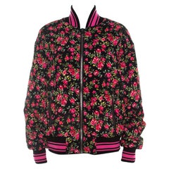 Dolce & Gabbana Pink Crepe Floral Print Oversized Bomber Jacket S