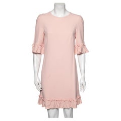 Dolce & Gabbana Pink Crepe Ruffled Shift Dress M