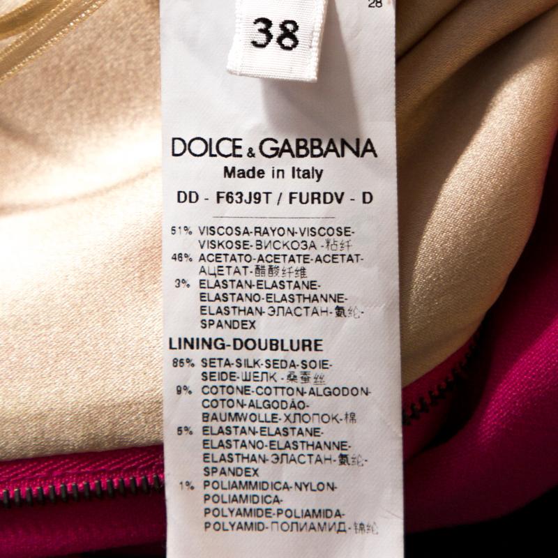 Women's Dolce & Gabbana Pink Crepe Sleeveless Flounce Dress S