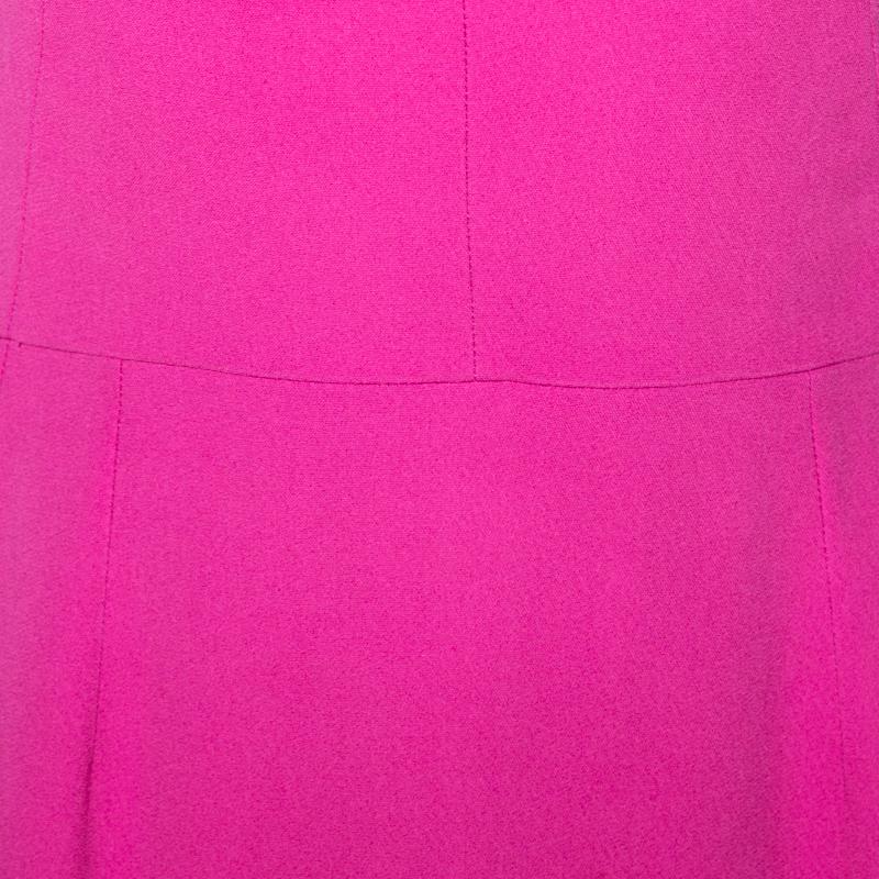 Dolce & Gabbana Pink Crepe Sleeveless Flounce Dress S 2
