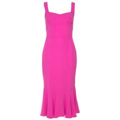 Dolce & Gabbana Pink Crepe Sleeveless Flounce Dress S