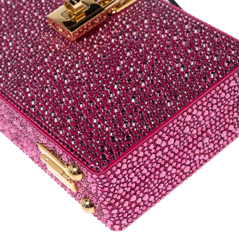 Dolce & Gabbana Pink Crystal Embellished Satin Bolce Box Bag 1