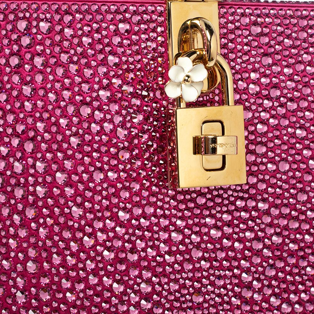 Dolce & Gabbana Pink Crystal Embellished Satin Bolce Box Bag 2