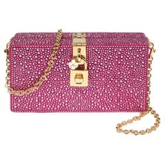 Dolce & Gabbana Pink Crystal Embellished Satin Bolce Box Bag