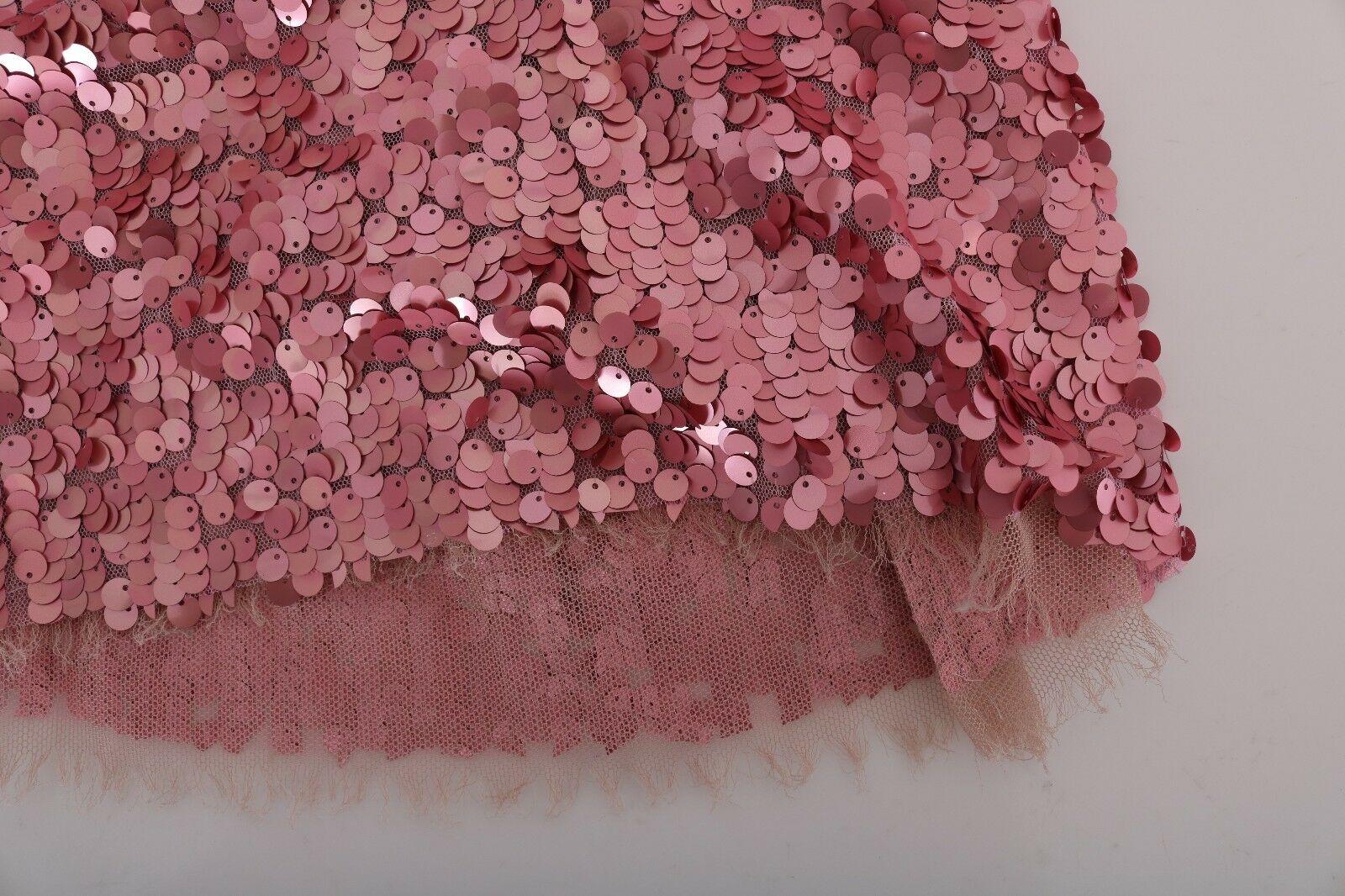 Dolce & Gabbana Pink Crystal Polyester Shift Short Mini Party Dress Evening  2