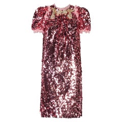 Dolce & Gabbana Pink Crystal Polyester Shift Short Mini Party Dress Evening