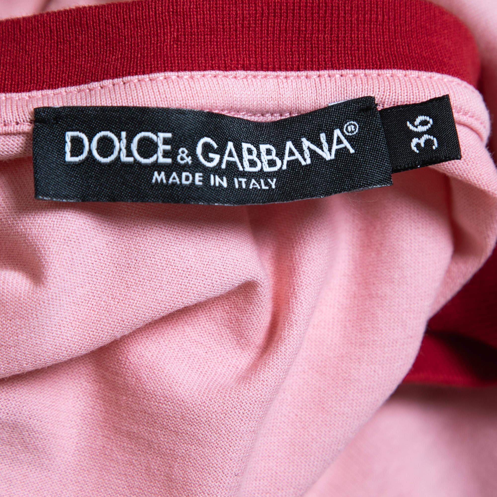 Dolce & Gabbana - T-shirt rose à col ras du cou en coton imprimé dévotion mode XS en vente 2