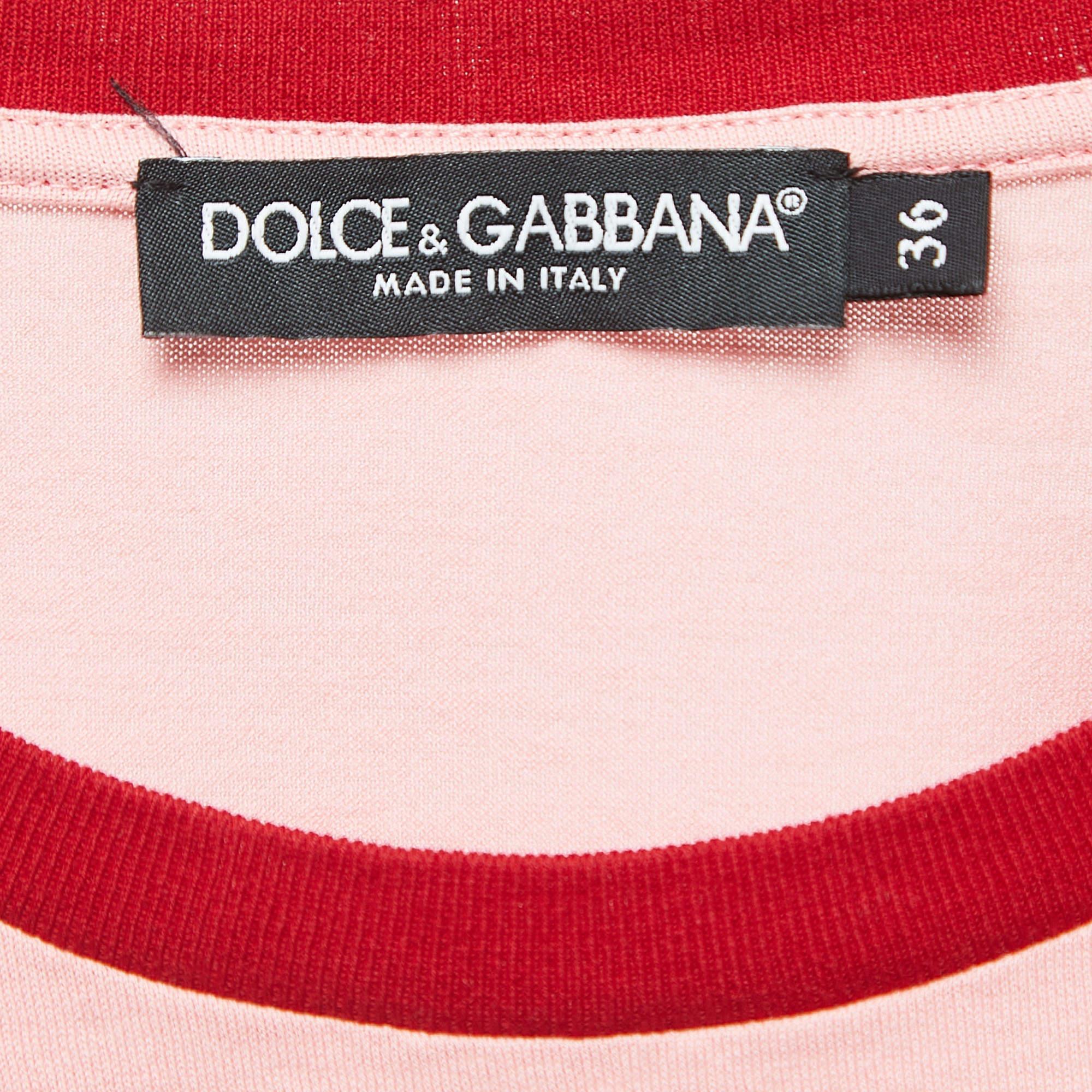 Women's Dolce & Gabbana Pink Fashion Devotion Print Cotton T-Shirt XS For Sale