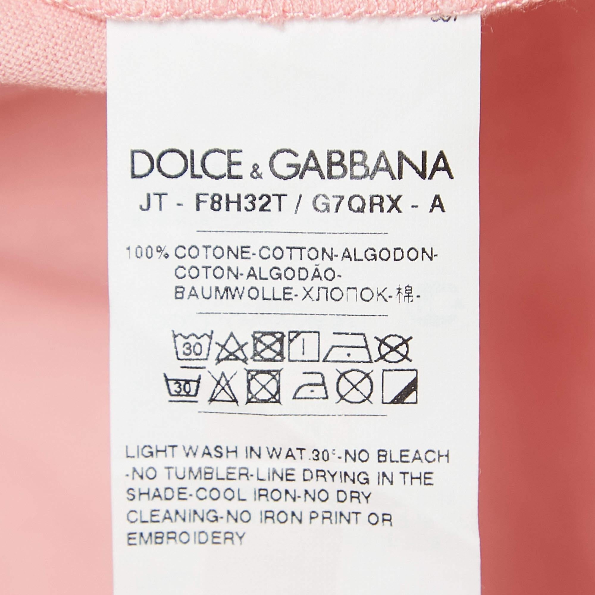 Dolce & Gabbana Pink Fashion Devotion Print Cotton T-Shirt XS For Sale 1