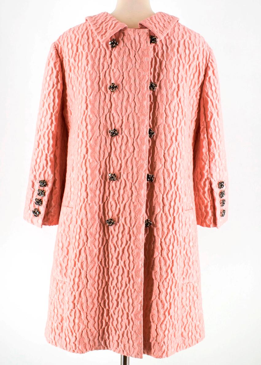 Women's or Men's Dolce & Gabbana Pink Floral Jacquard Wool Blend Coat - Size US10 