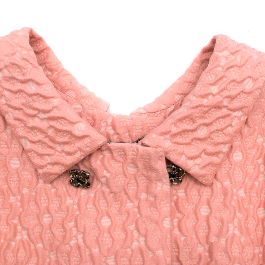 Dolce & Gabbana Pink Floral Jacquard Wool Blend Coat - Size US10  1