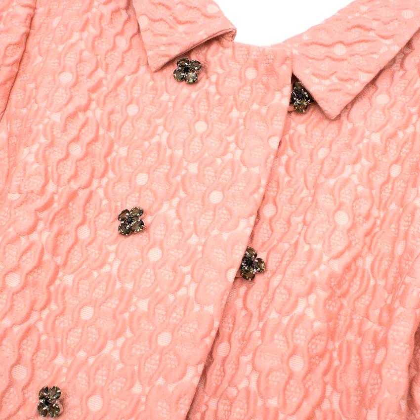 Dolce & Gabbana Pink Floral Jacquard Wool Blend Coat - Size US10  2