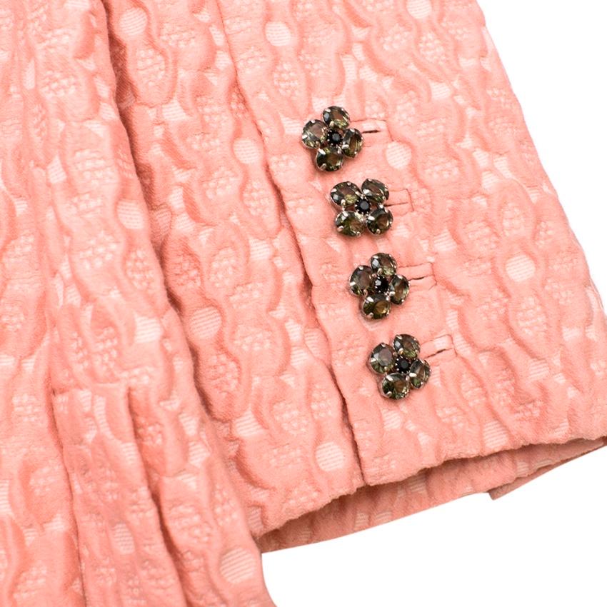 Dolce & Gabbana Pink Floral Jacquard Wool Blend Coat - Size US10  3