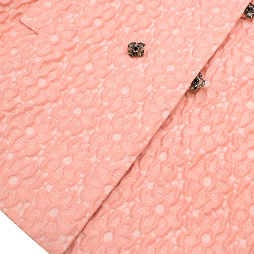 Dolce & Gabbana Pink Floral Jacquard Wool Blend Coat - Size US10  4