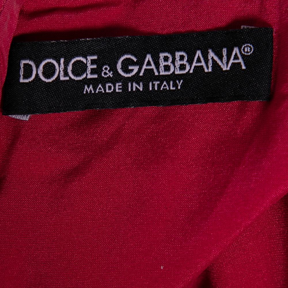 Dolce & Gabbana Pink Floral Lace Crew Neck Short Sleeve Dress M 1