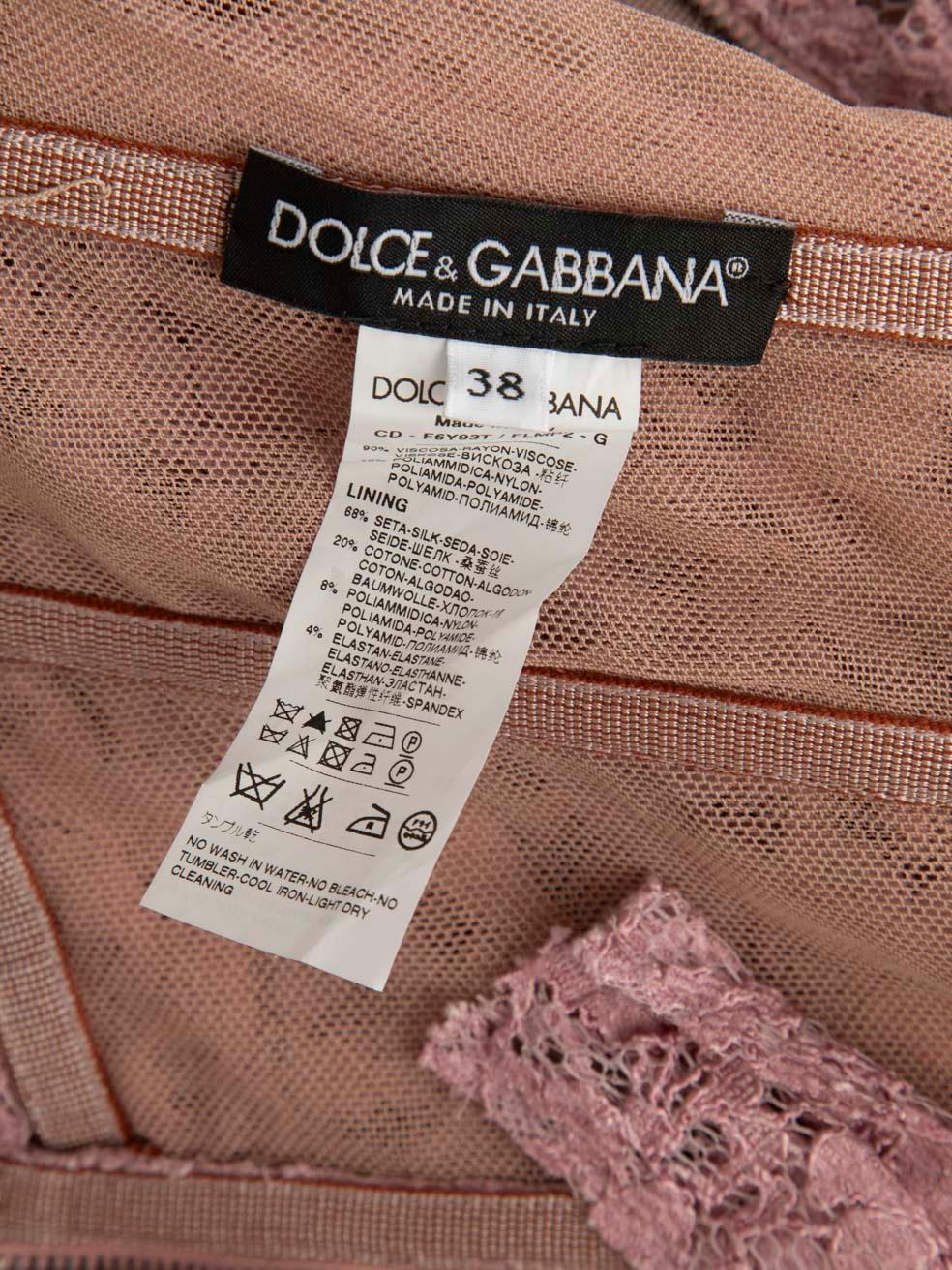 Dolce & Gabbana Rosa geblümte Spitze trägerloses Kleid Größe XS Damen im Angebot