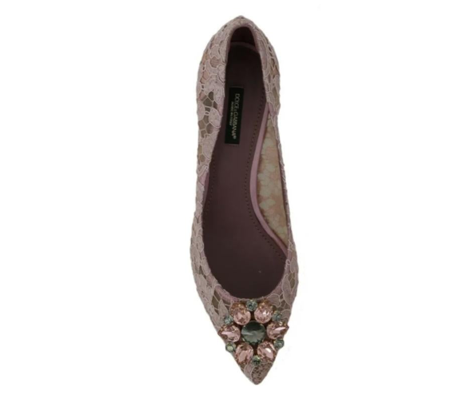 Women's Dolce & Gabbana Pink Floral Lace Viscose Heels Pumps Shoes Crystals Leather Sole