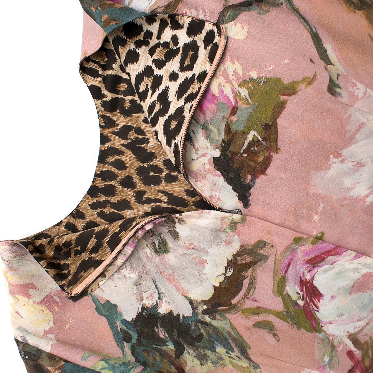 Dolce & Gabbana Pink Floral Midi Dress 42 (IT) In Excellent Condition In London, GB