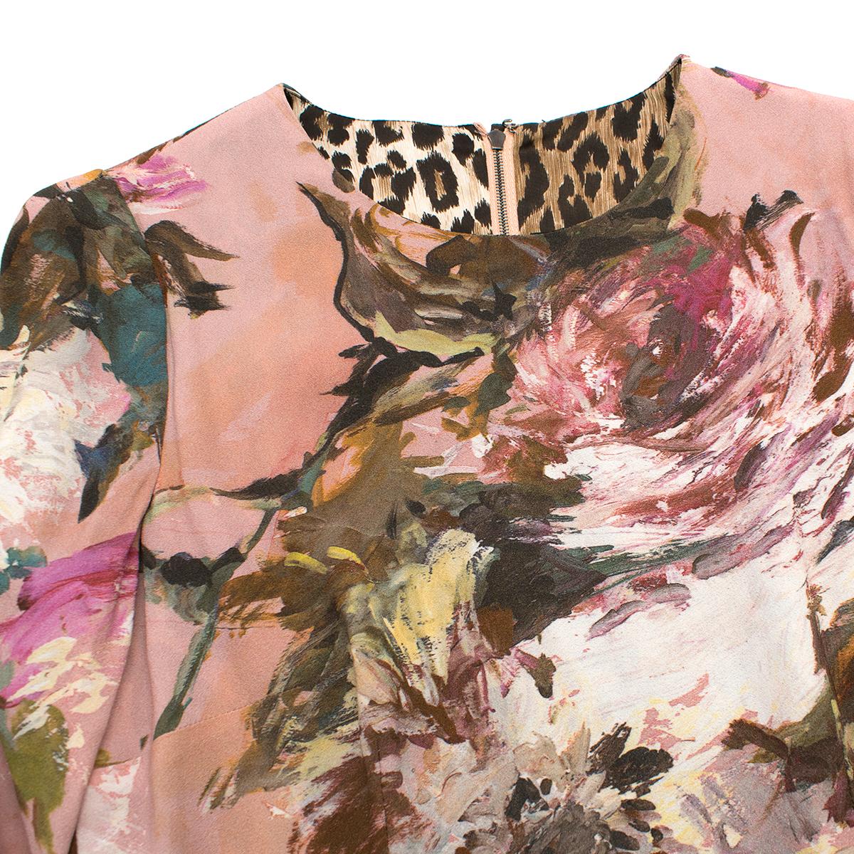 Dolce & Gabbana Pink Floral Midi Dress 42 (IT) 1