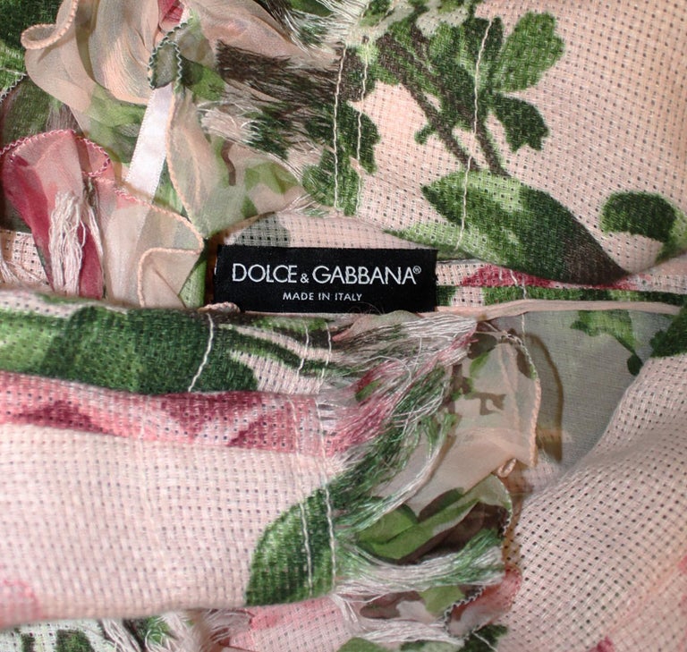 Dolce and Gabbana Pink Floral Print Fringe and Ruffle Jacket at 1stDibs ...