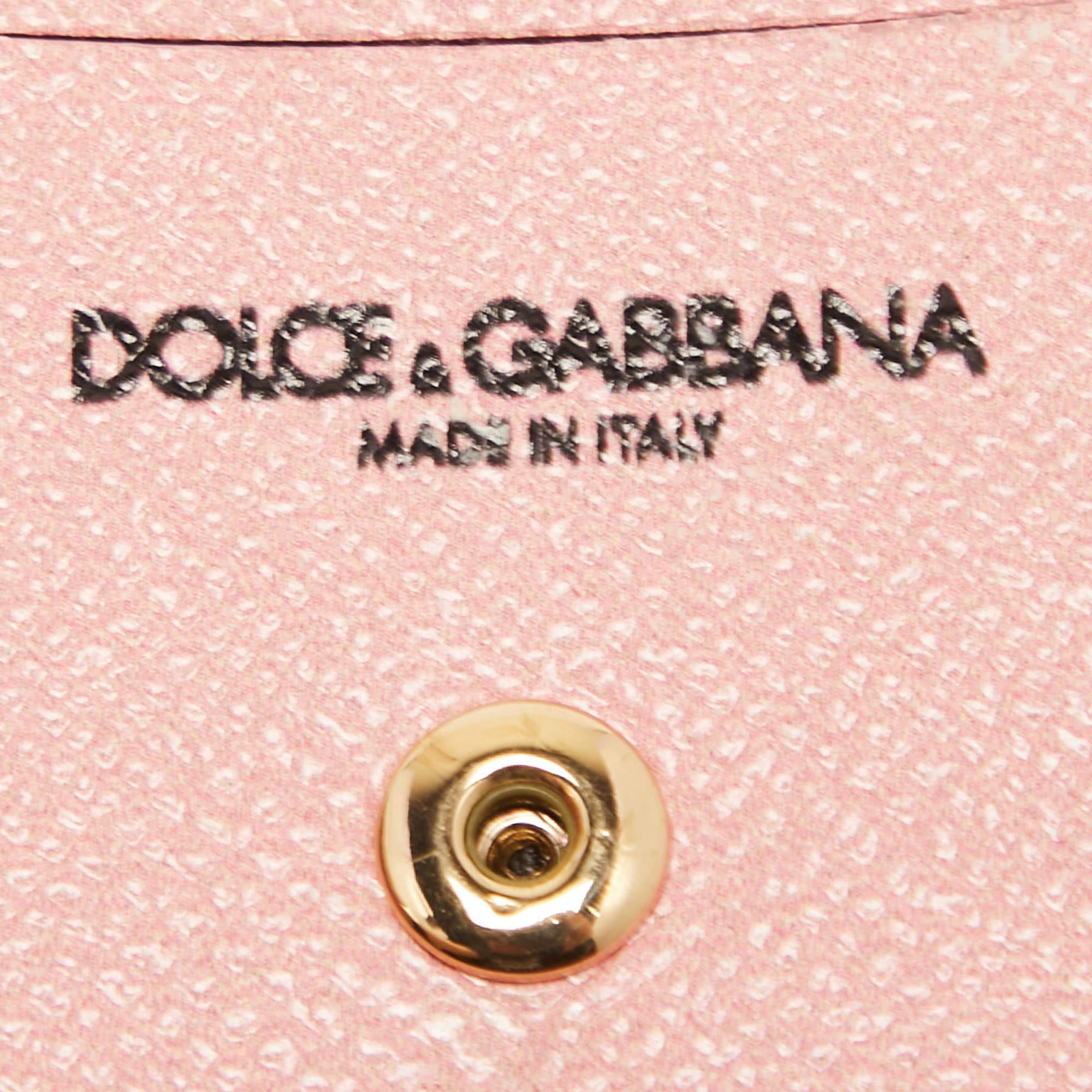 Dolce & Gabbana Pink Floral Print Leather DG Logo Chain Clutch 7