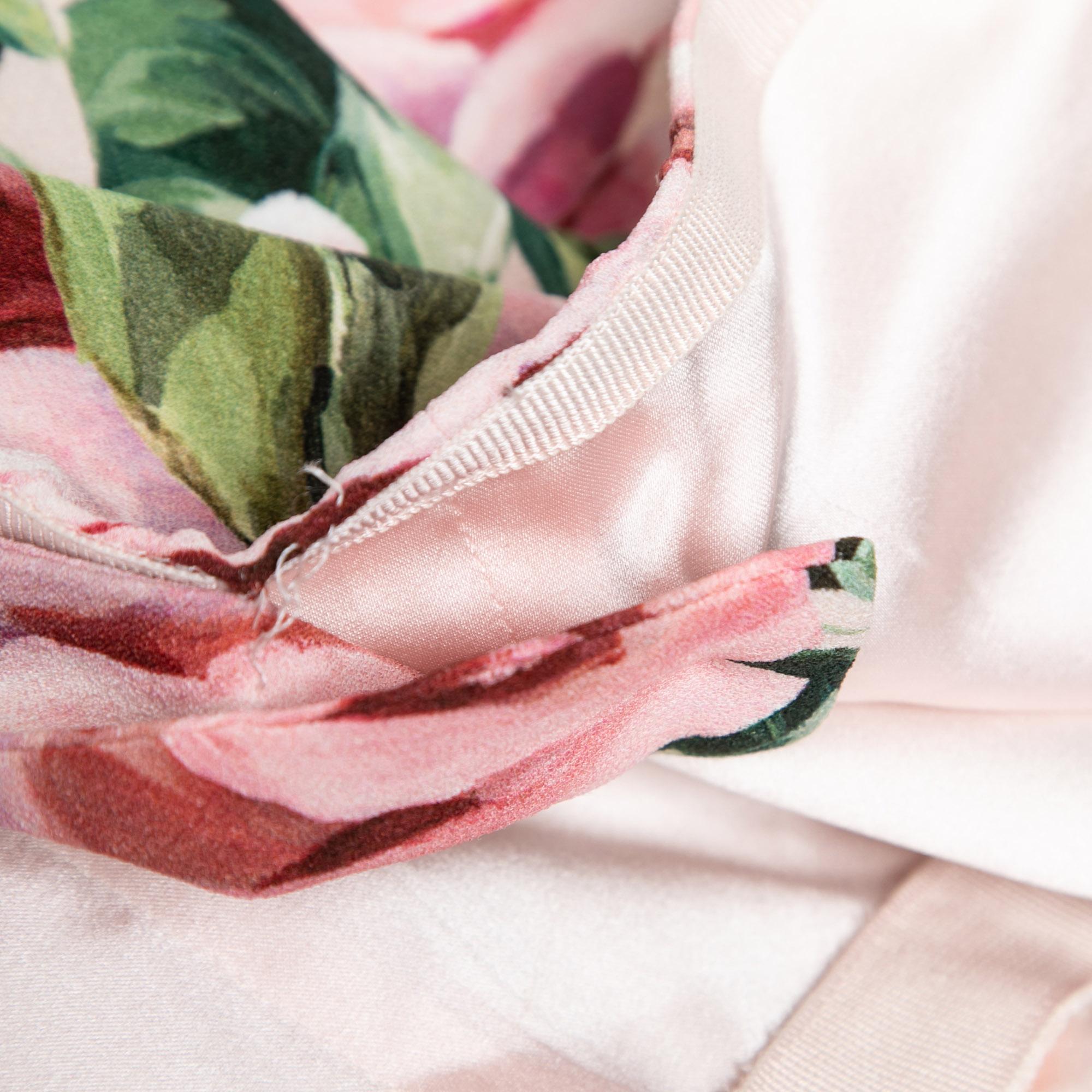 Women's Dolce & Gabbana Pink Floral Printed Crepe Corset Sleeveless Dress M