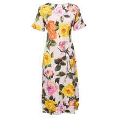 Dolce & Gabbana Pink Floral Printed Crepe Midi Dress S