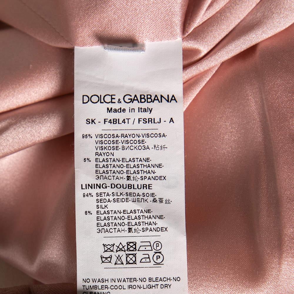 Dolce & Gabbana Pink Floral Printed Crepe Midi Skirt S 1