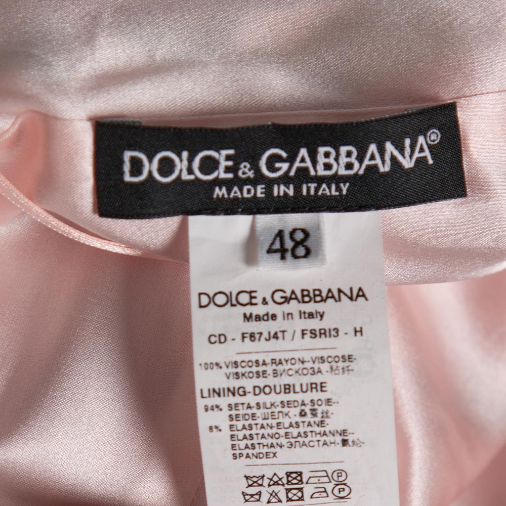 Dolce & Gabbana Rosa Etuikleid aus bedrucktem Krepp mit Blumen L im Zustand „Neu“ in Dubai, Al Qouz 2
