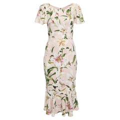 Dolce & Gabbana Pink Floral Printed Ruffled Midi Dress