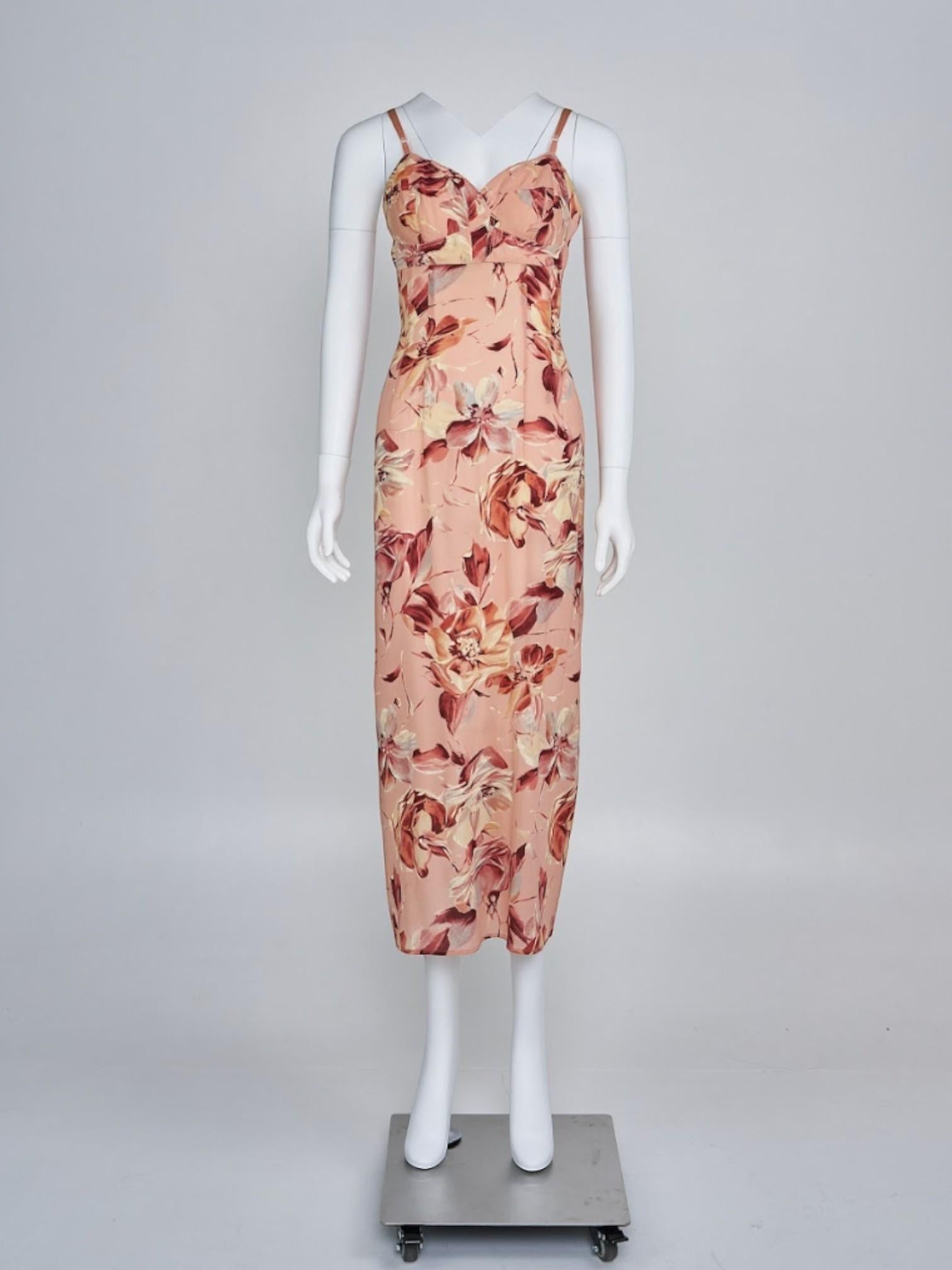 Sexy maxivestido floral de seda con tirantes de la colección Primavera/Verano 1997 