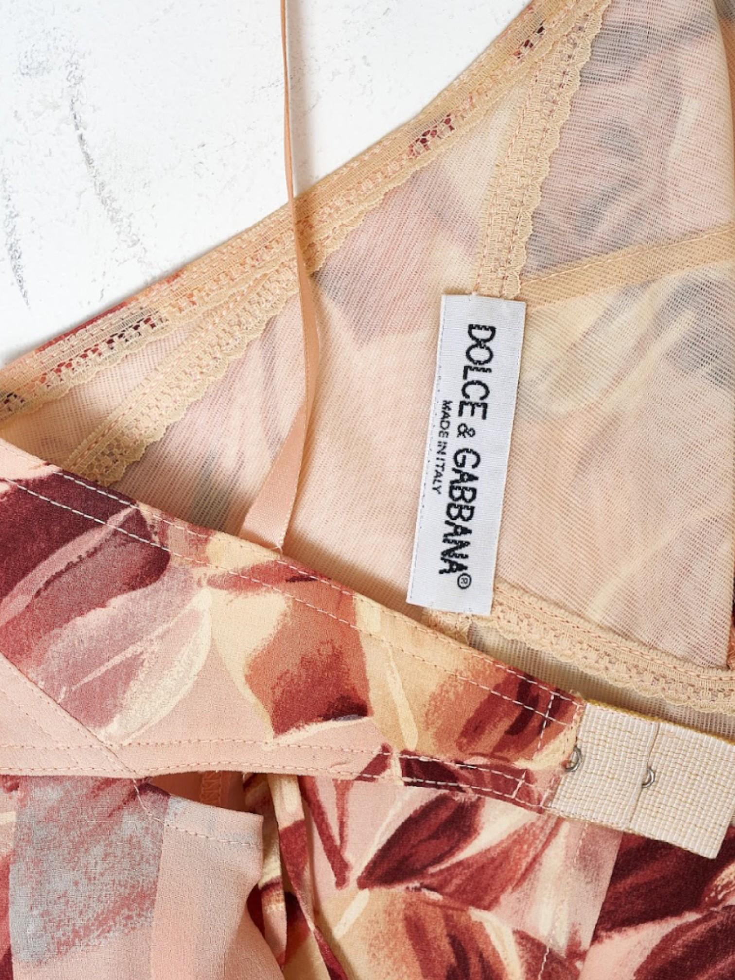 Dolce & Gabbana Vestido de seda con estampado floral rosa, SS 1997 en Excelente estado para la venta en Hong Kong, HK